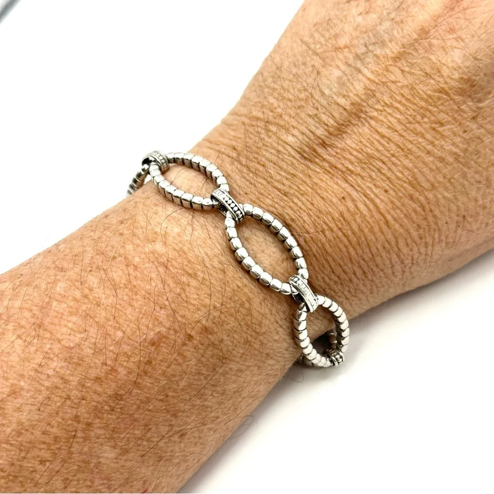 Lagos Caviar Two Tone Medium Link Bracelet